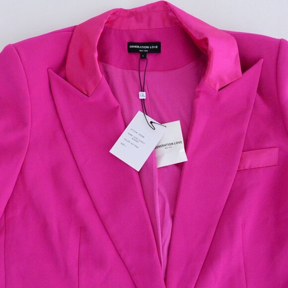 Generation Love New York Cori Hot Pink Single Button Tuxedo Blazer L - Picture 10 of 14